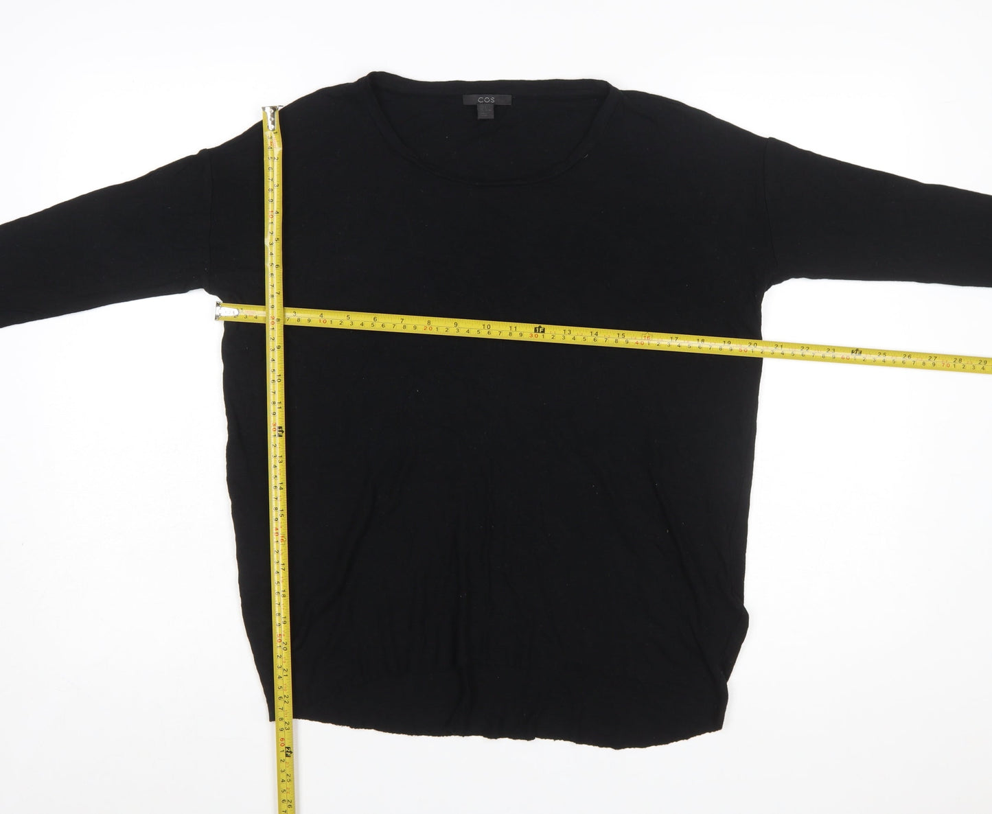 COS Women's Black Cotton Crew Neck Long Sleeve Pullover Jumper Size 8