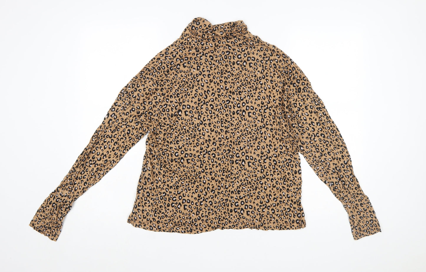 Marks and Spencer Women’s Brown Leopard Print Roll Neck Blouse Size 14