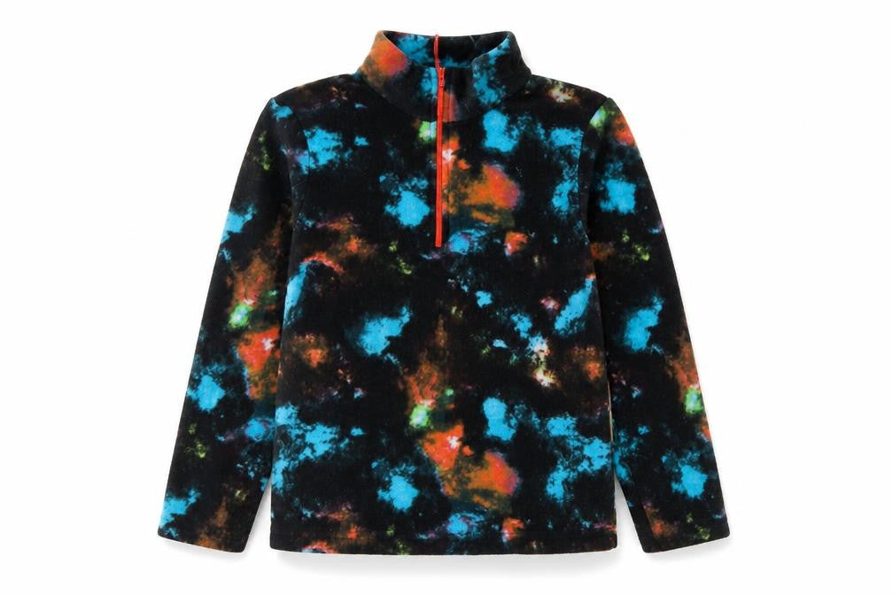 Front view of Mountain Warehouse girls’ multicoloured fleece 1/2 zip pullover sweatshirt 9-10 years