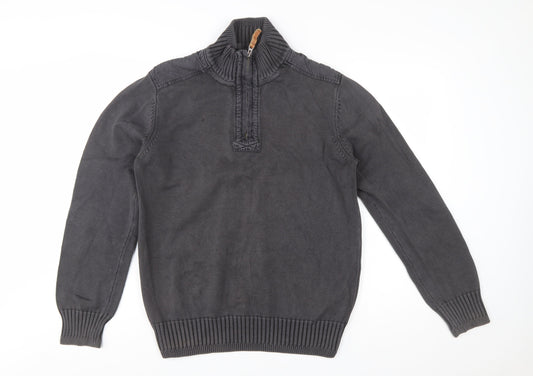 Fat Face Men's Grey 1/4 Zip High Neck Cotton Jumper Size M