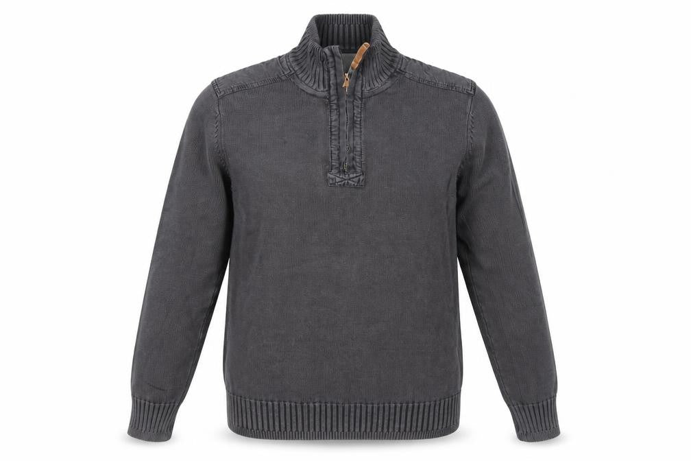 FatFace Men's Grey 1/4 Zip High Neck Cotton Jumper Size M
