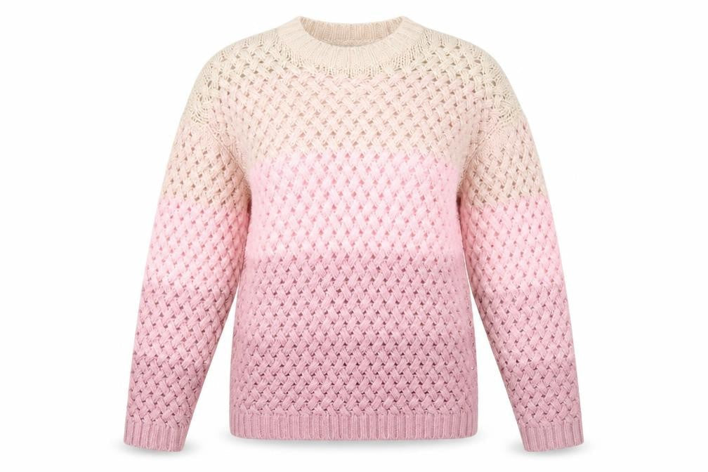 Crew Clothing Pink Ombre Chunky Knit Jumper Size 10