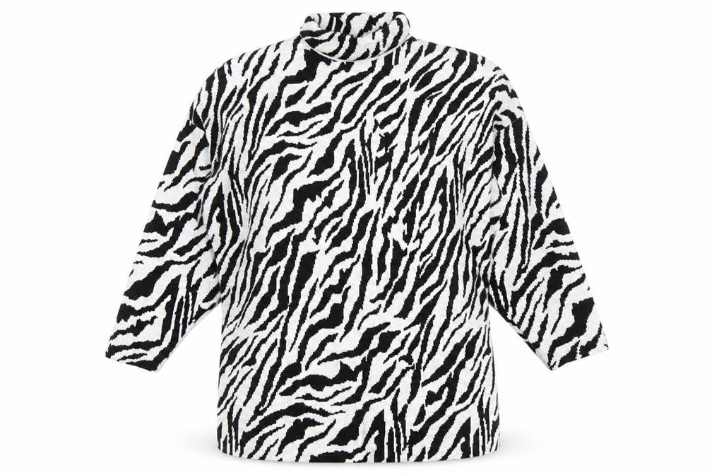 Motel Rocks Women’s Black White Zebra Print Roll Neck Knit Jumper XS