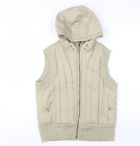 George Girls Beige Quilted Hooded Puffer Waistcoat 15-16 Years