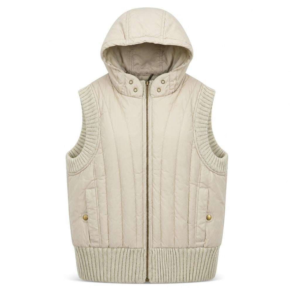 George Girls Beige Quilted Hooded Puffer Waistcoat 15-16 Years