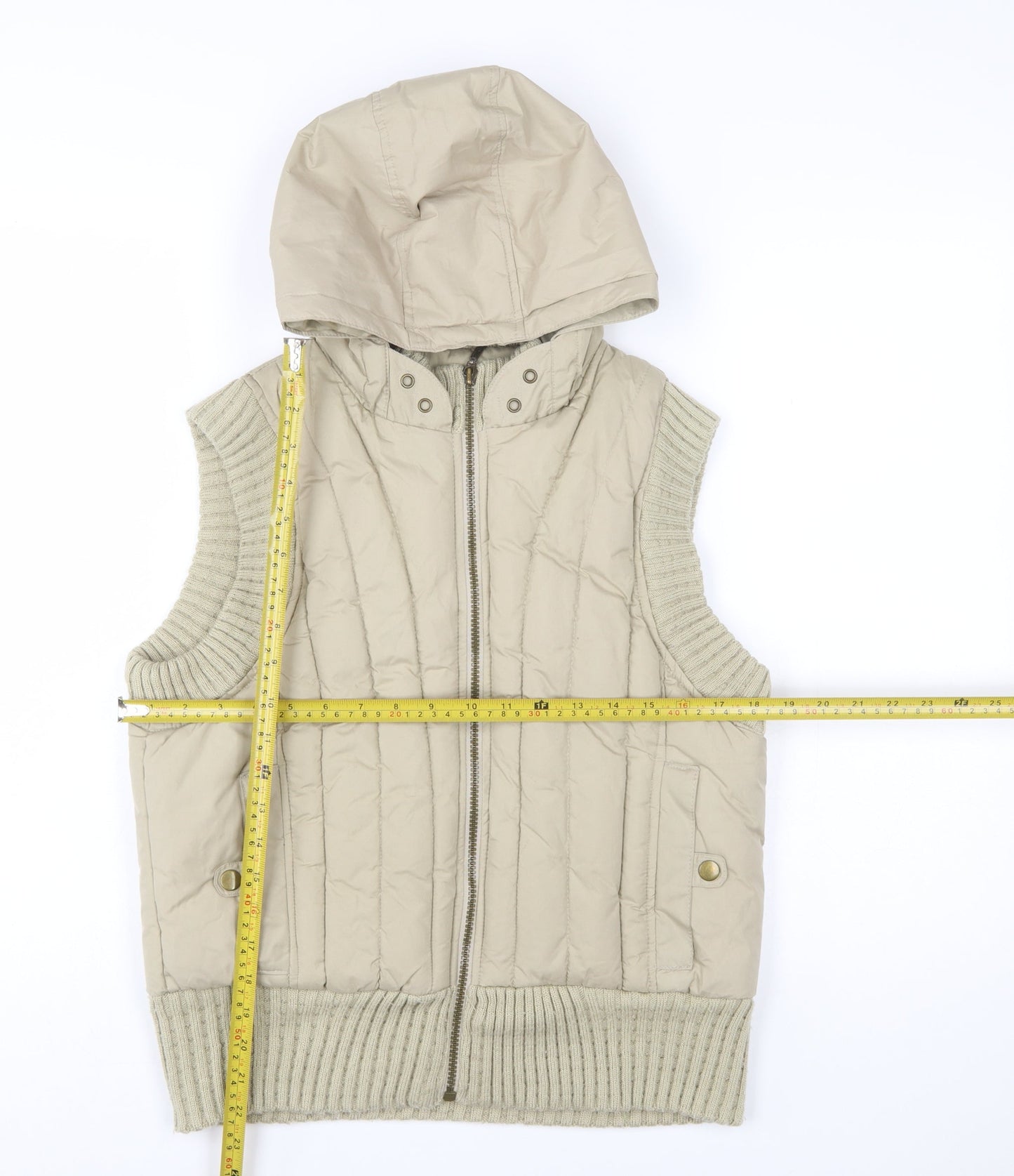 George Girls Beige Quilted Hooded Puffer Waistcoat 15-16 Years