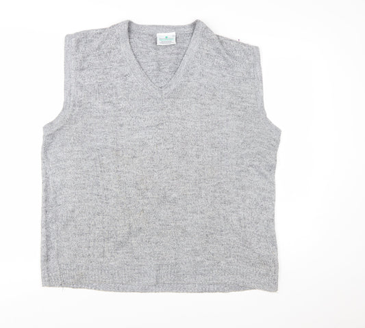 Greenwoods Mens Grey Knit V-Neck Sleeveless Vest L