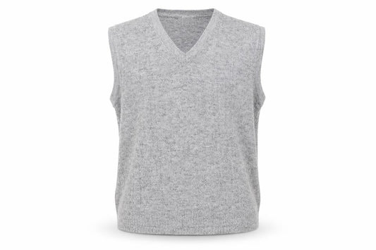 Greenwoods Mens Grey Knit V-Neck Sleeveless Vest L