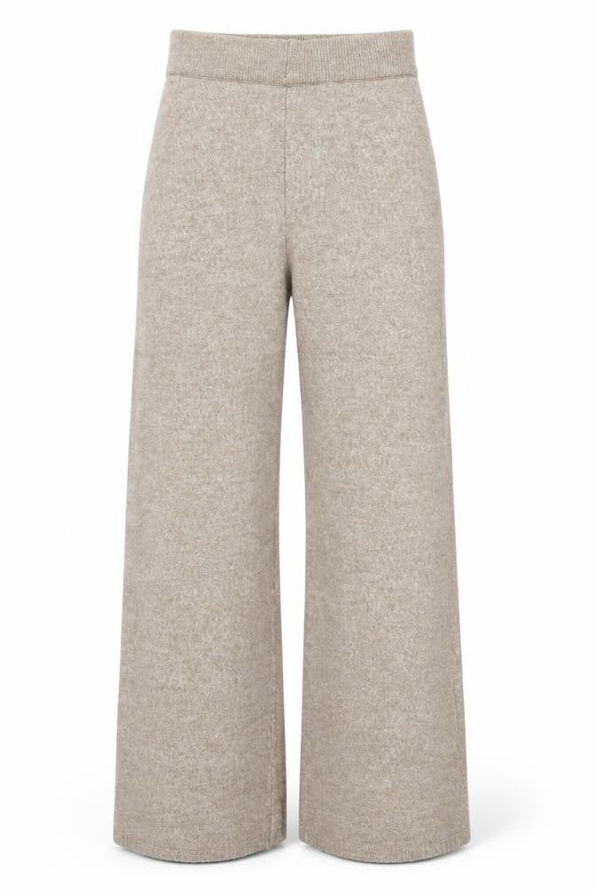 PRETTYLITTLETHING Women’s Beige Knit Wide-Leg Trousers Size S