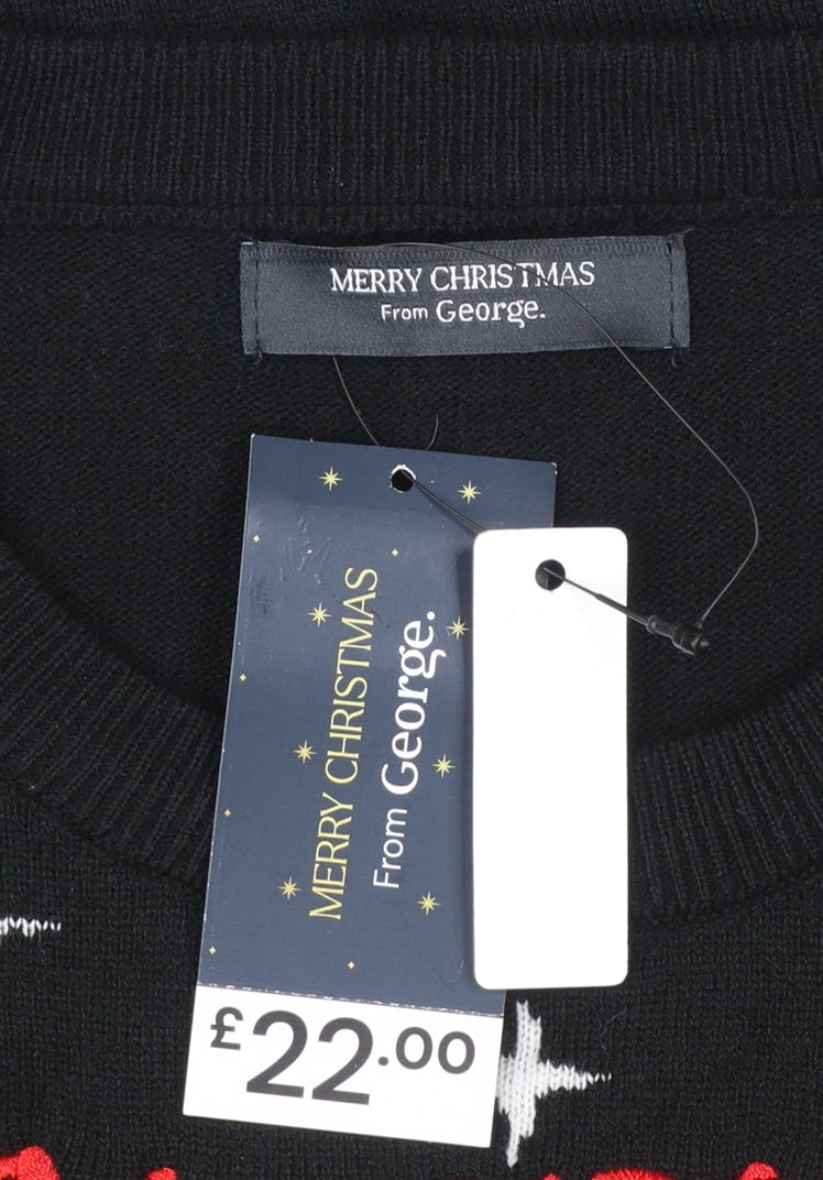 George Mens Black Medium Christmas Reindeer Novelty Jumper