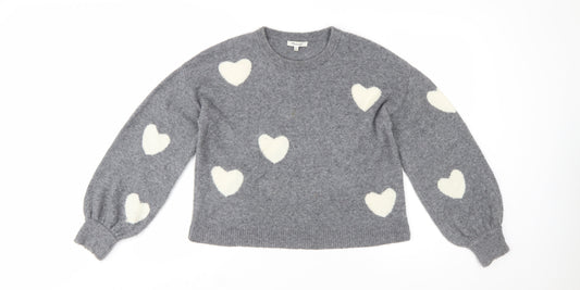 Madewell Women's Grey Heart Pullover Wool Blend Jumper XS
