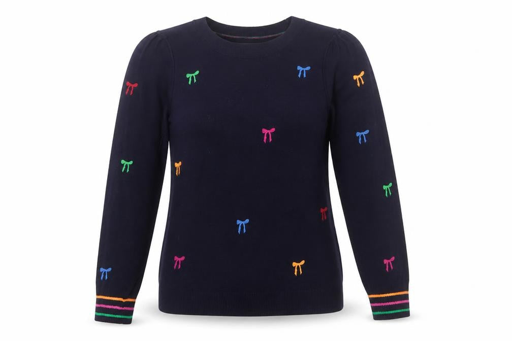 Next Women’s Blue Embroidered Bow Knit Jumper L