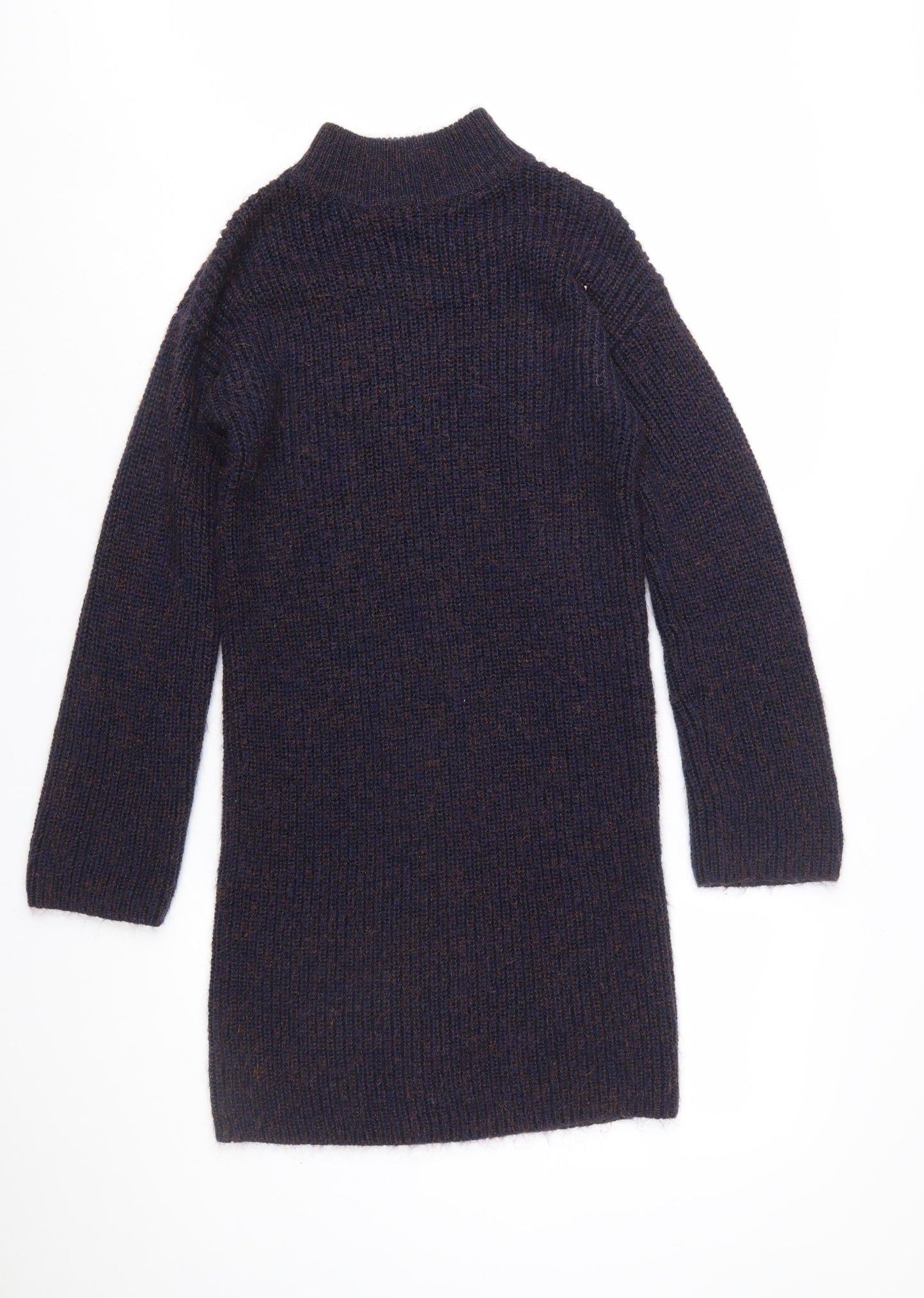 Next Women's Brown Knit Jumper Dress Size 10 Long Sleeve High Neck