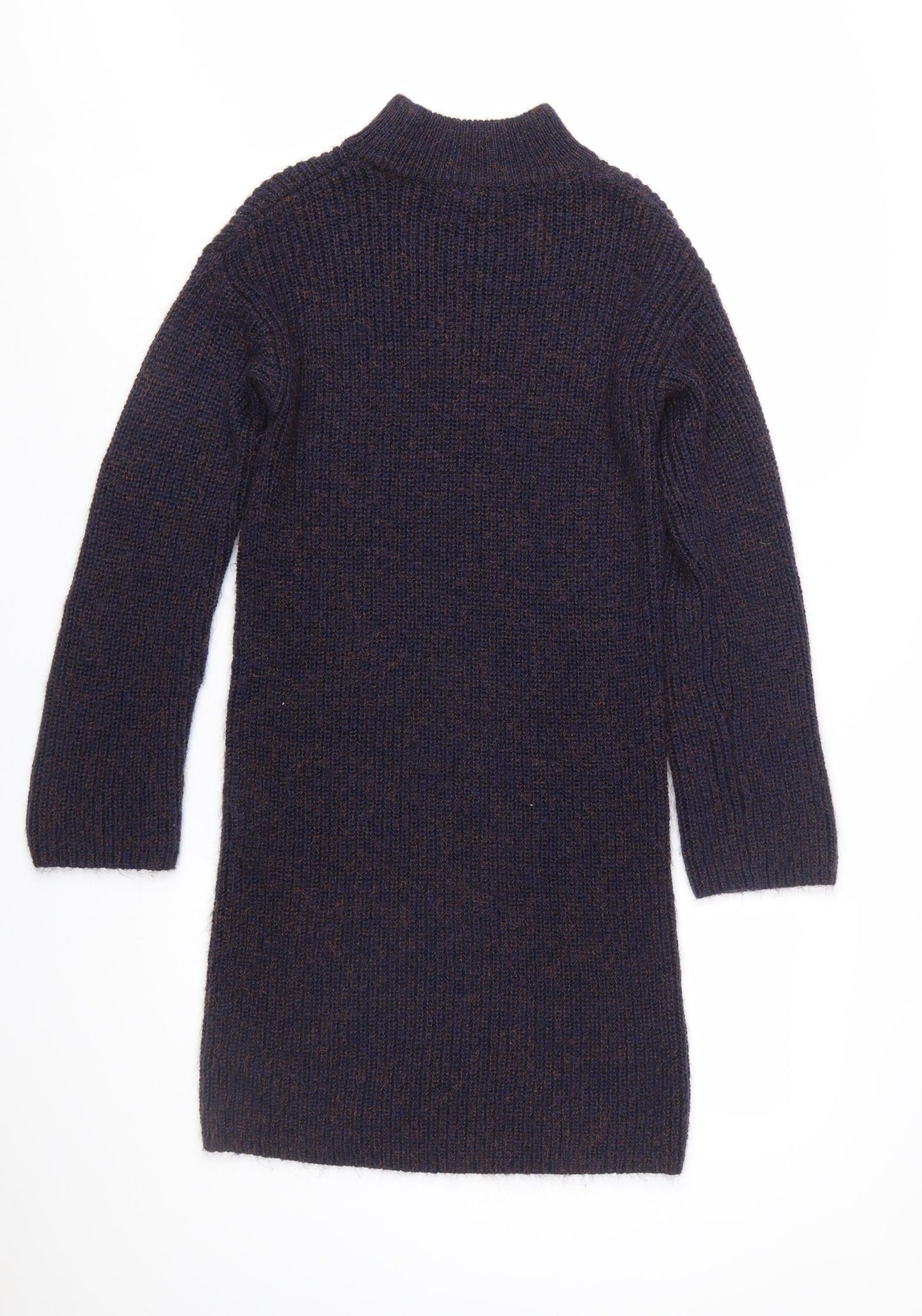 Next Women's Brown Knit Jumper Dress Size 10 Long Sleeve High Neck