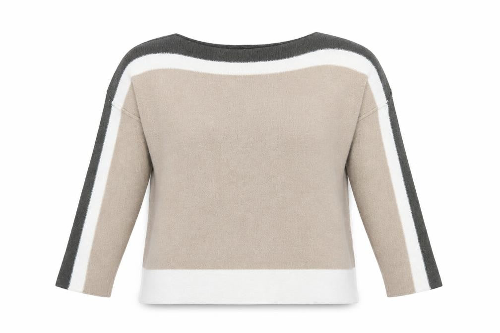 Front view of Roman Women Beige Crew Neck Long Sleeve jumper, size 14