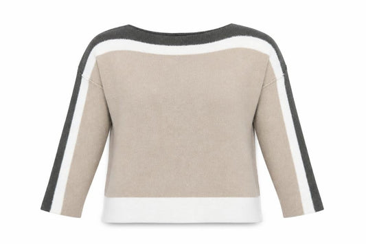 Front view of Roman Women Beige Crew Neck Long Sleeve jumper, size 14