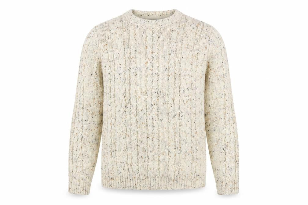 Burton Menswear Beige Cable-Knit Crew Neck Jumper Small Men's