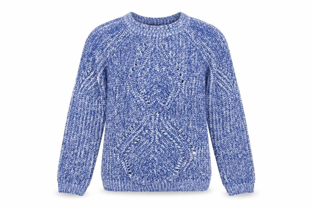 Amara Reya Women's Blue Chunky-Knit Acrylic Pullover Jumper Size 10