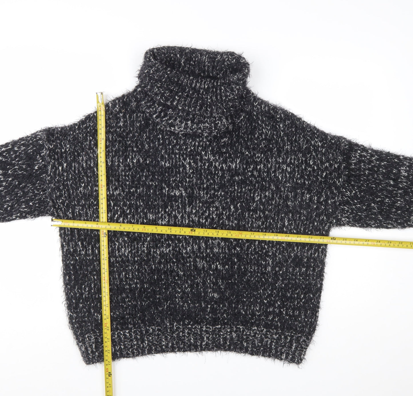 F&F Women's Black Roll Neck Chunky-Knit Jumper UK 10