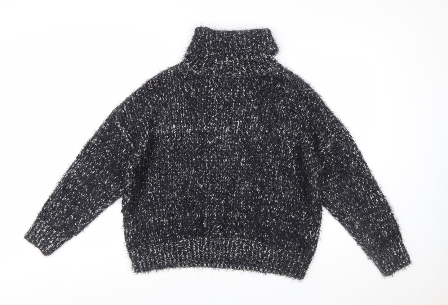 F&F Women's Black Roll Neck Chunky-Knit Jumper UK 10