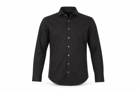 Thomas Maine Men's Black Slim Fit 15.75in Cotton Long Sleeve Button-Up Shirt