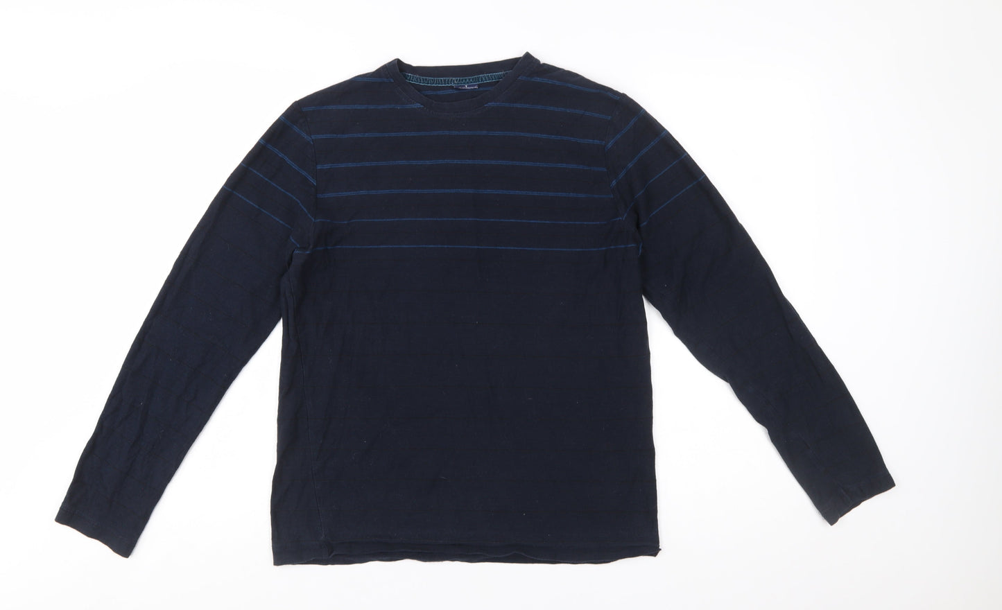 Designers at Debenhams Men's Blue Striped Long Sleeve Cotton T-Shirt M
