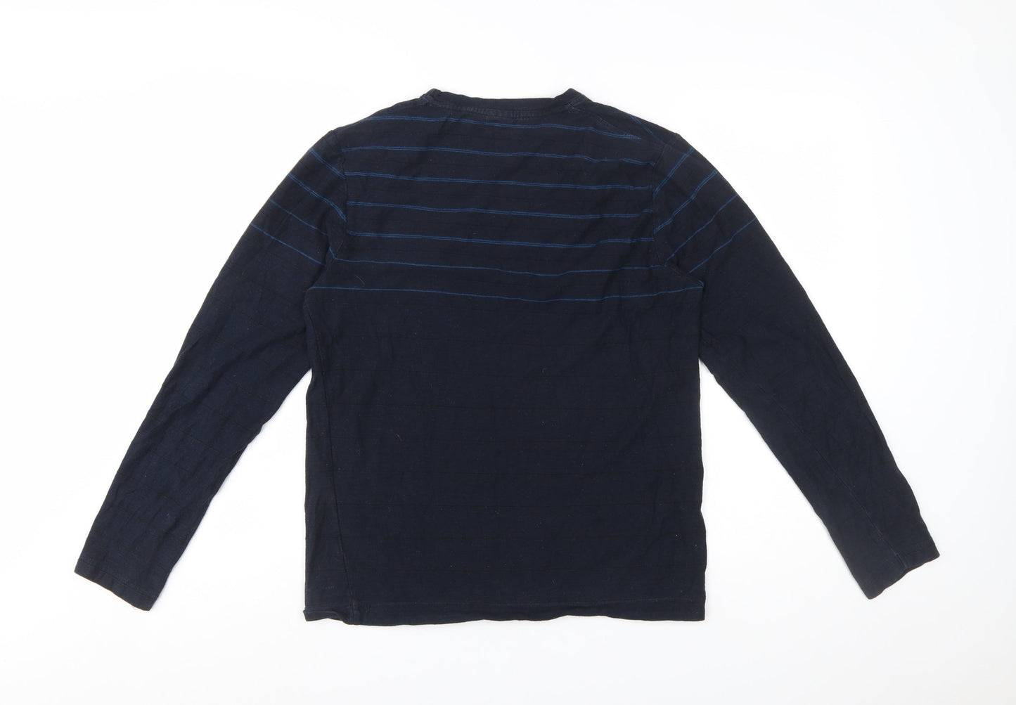 Designers at Debenhams Men's Blue Striped Long Sleeve Cotton T-Shirt M