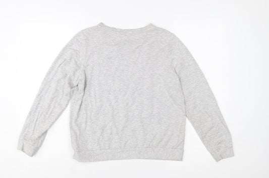 Oasis Women's Grey Rainbow Embroidered Pullover Sweatshirt Size S