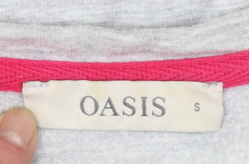 Oasis Women's Grey Rainbow Embroidered Pullover Sweatshirt Size S