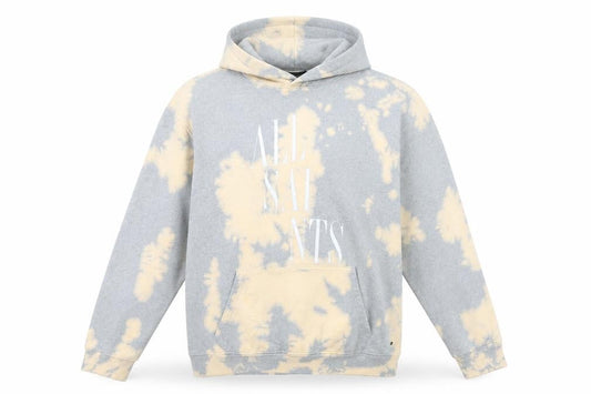 AllSaints Men's Grey Beige Tie-Dye Hoodie Large Cotton Pullover