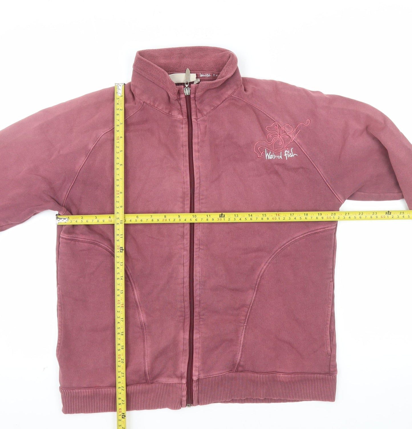 Weird Fish Womens Pink Full Zip Hoodie Size L 100% Cotton Casual