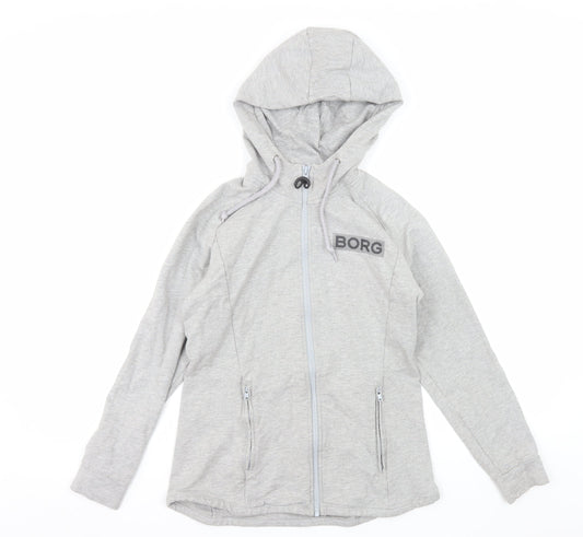 Bjorn Borg Womens Grey Full Zip Hoodie Size 6 Cotton Blend