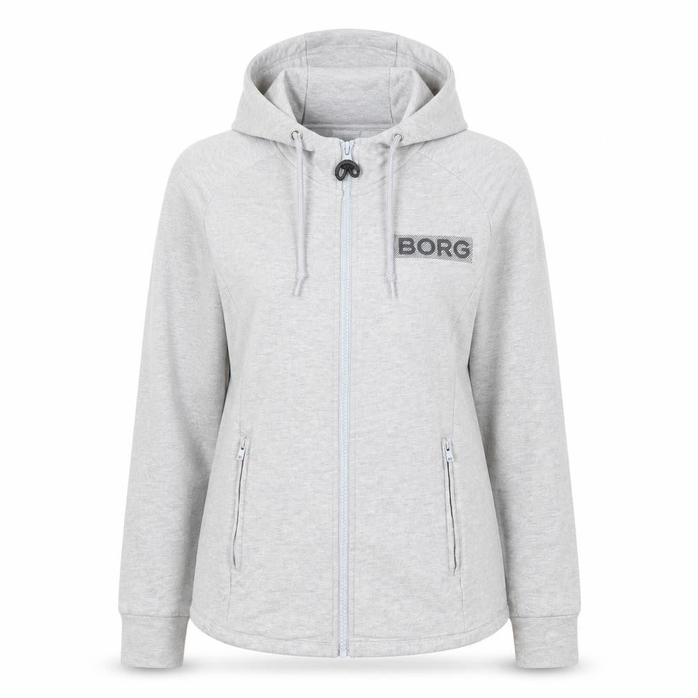 Bjorn Borg Womens Grey Full Zip Hoodie Size 6 Cotton Blend