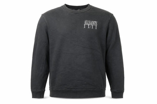 AllSaints Men's Black Logo Sweatshirt XL Crew Neck Cotton