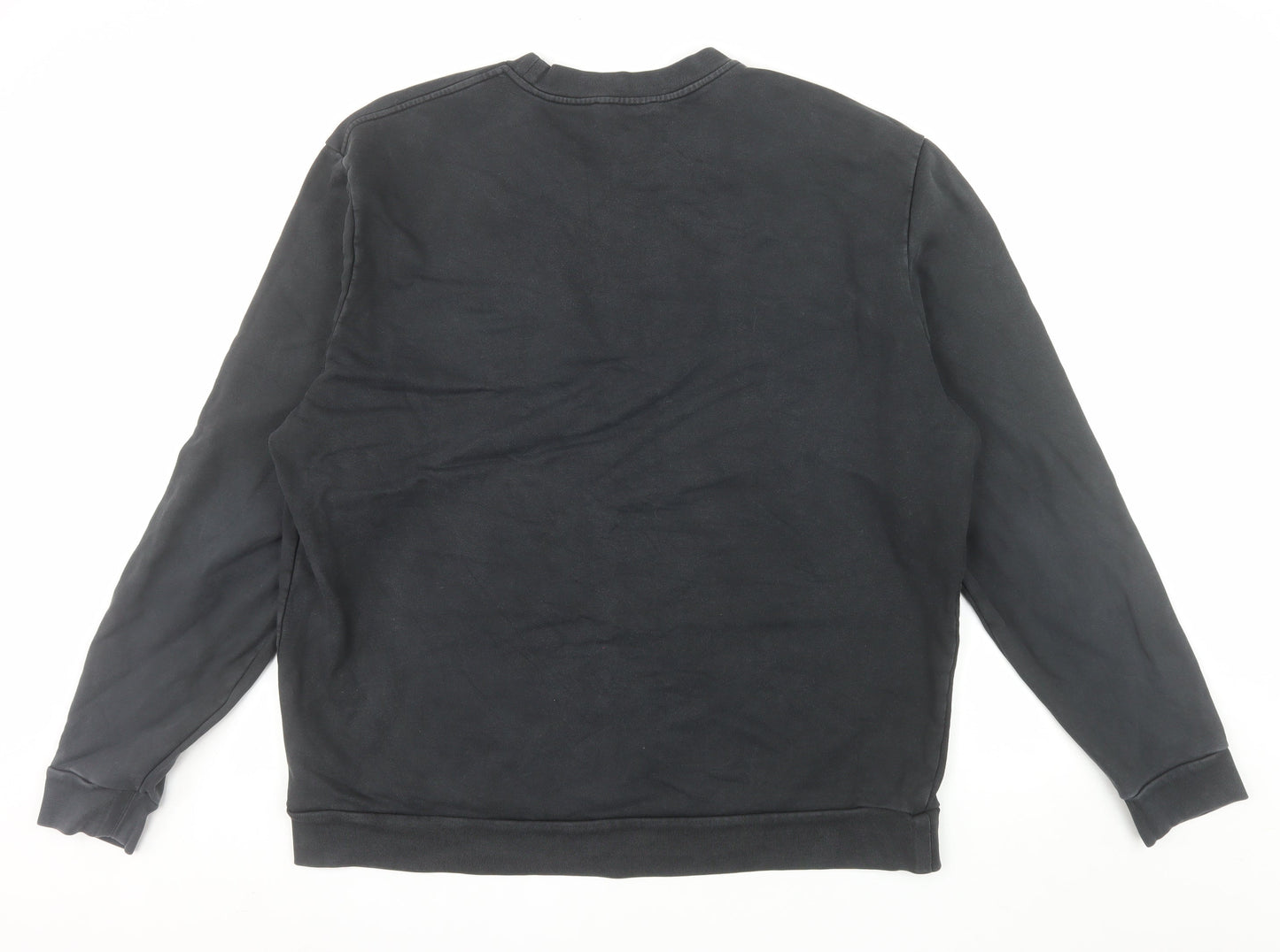 AllSaints Men's Black Logo Sweatshirt XL Crew Neck Cotton