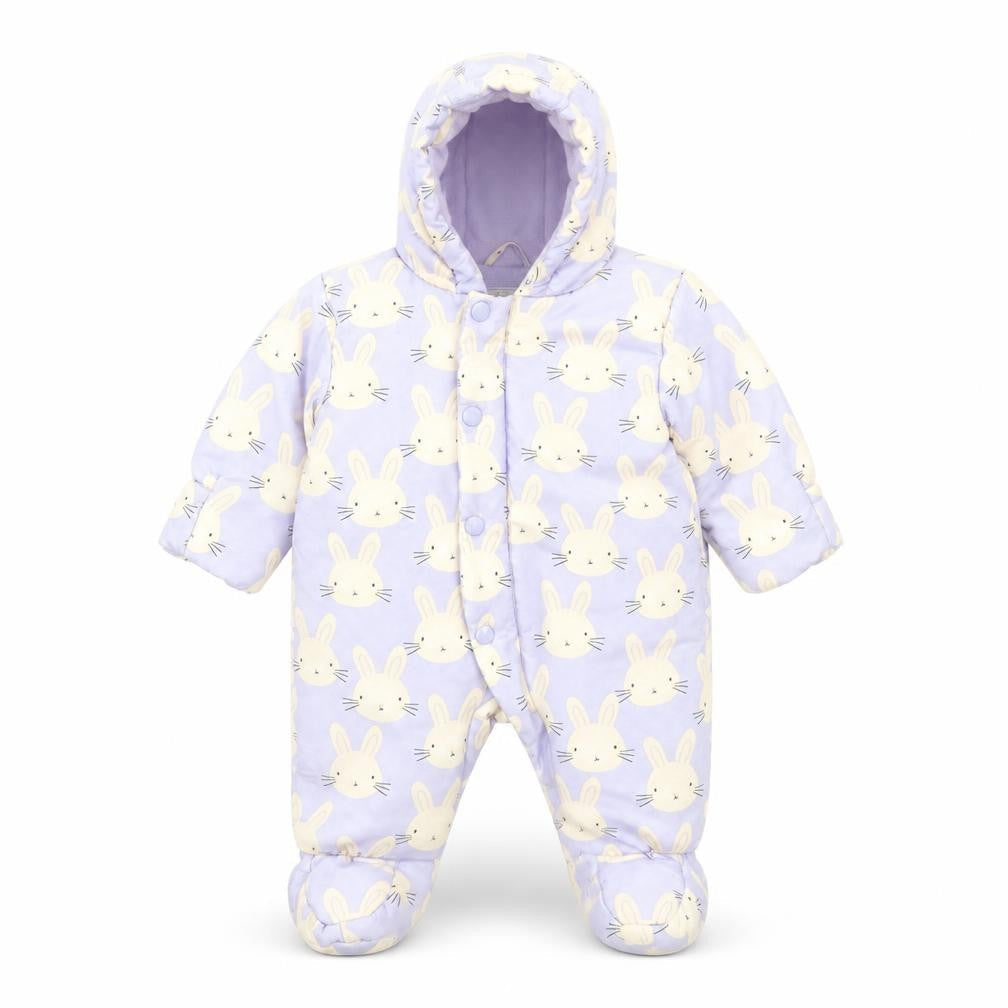 Marks & Spencer Unisex Baby Purple Bunny Hooded Coverall 0-3 Months