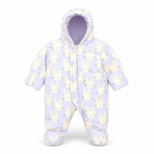 Marks & Spencer Unisex Baby Purple Bunny Hooded Coverall 0-3 Months