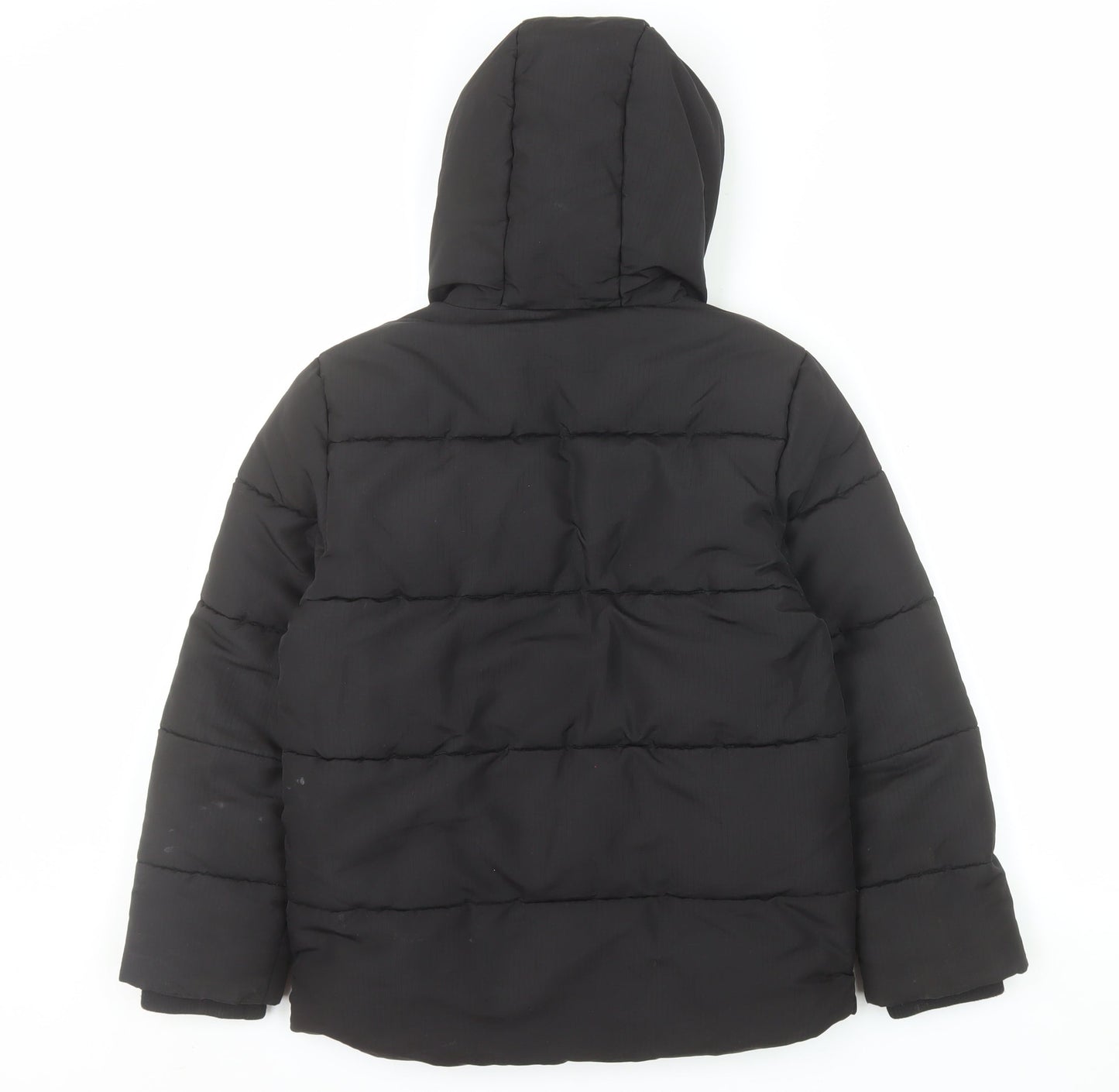 F&F Boys Black Hooded Puffer Jacket 9-10 Years Winter Warm Coat