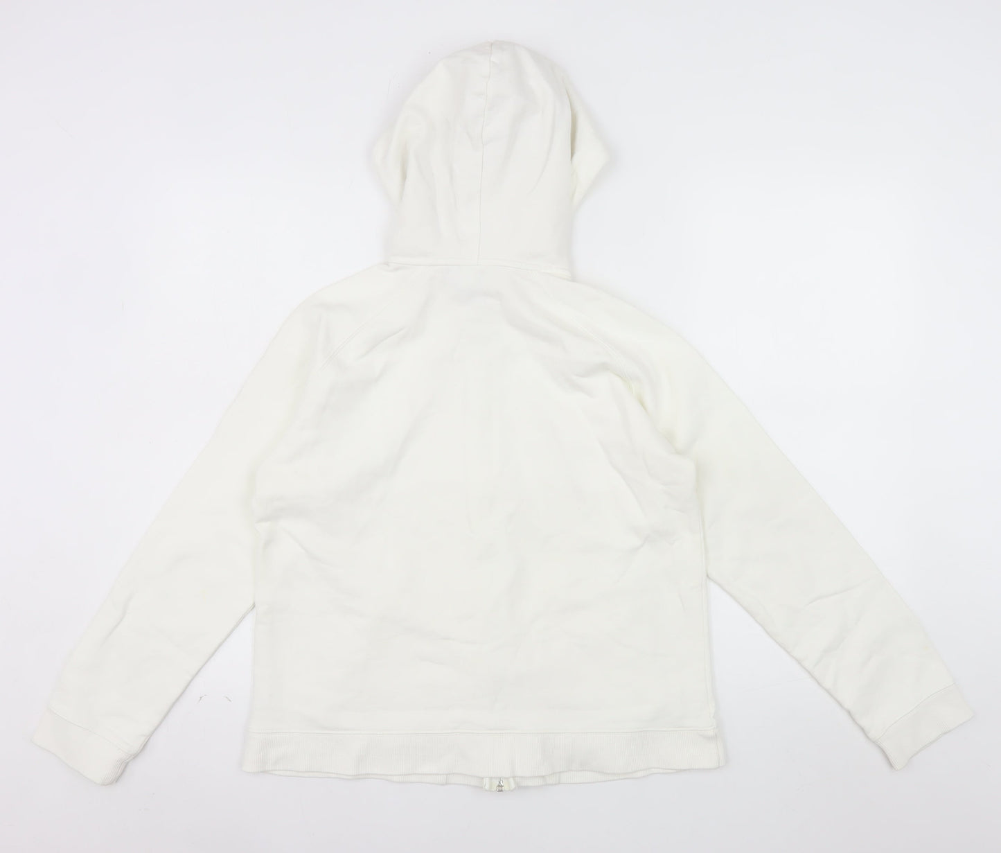 Next Women White Full Zip Hoodie UK 14 Cotton Casual Sweatshirt