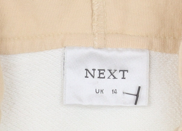Next Women White Full Zip Hoodie UK 14 Cotton Casual Sweatshirt