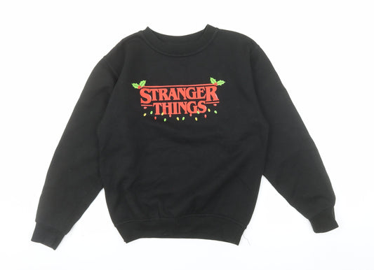 Netflix Boys Black Stranger Things XL Pullover Fleece Sweatshirt
