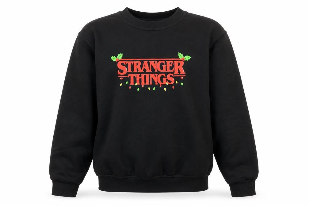 Netflix Boys Black Stranger Things XL Pullover Fleece Sweatshirt