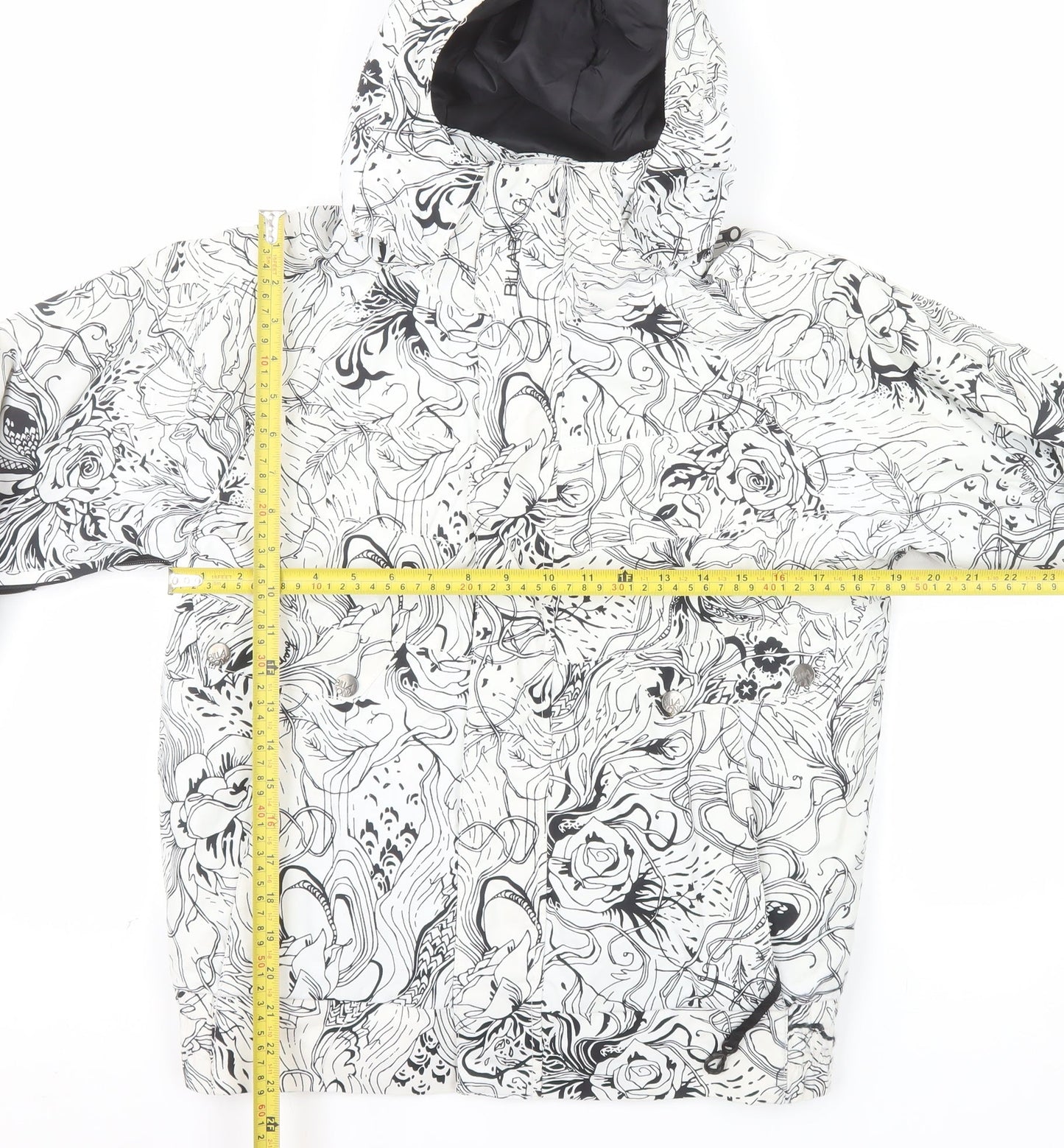Billabong Womens XS White Floral Ski Jacket Hooded Waterproof