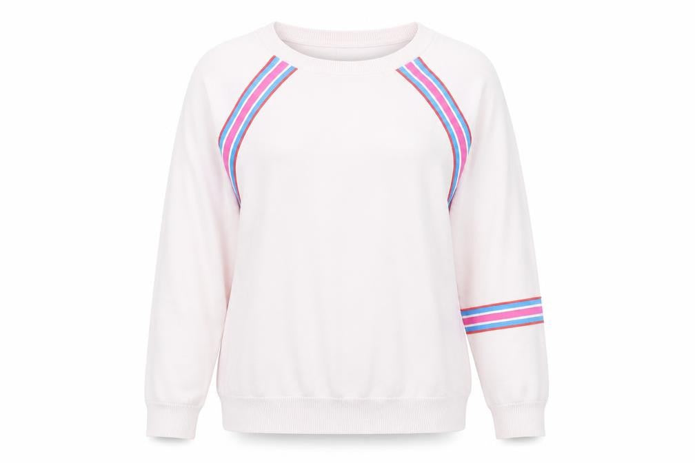 Oliver Bonas Women’s Pink Striped Crew Neck Jumper Size 16