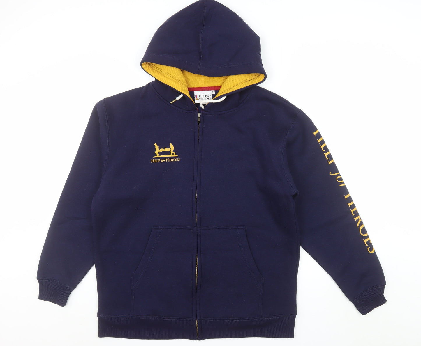 Help for Heroes Men's Blue Full Zip Hoodie Size L Hooded Sweatshirt