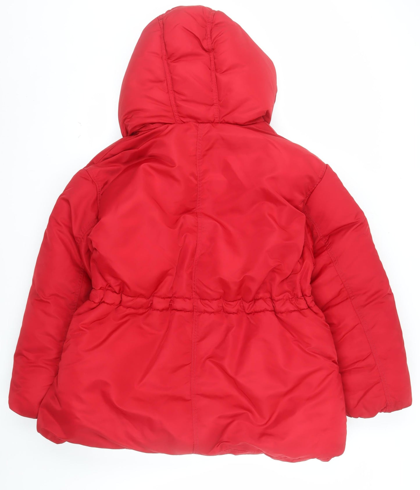 H&M Womens Red Mid-Length Hooded Puffer Jacket Size M
