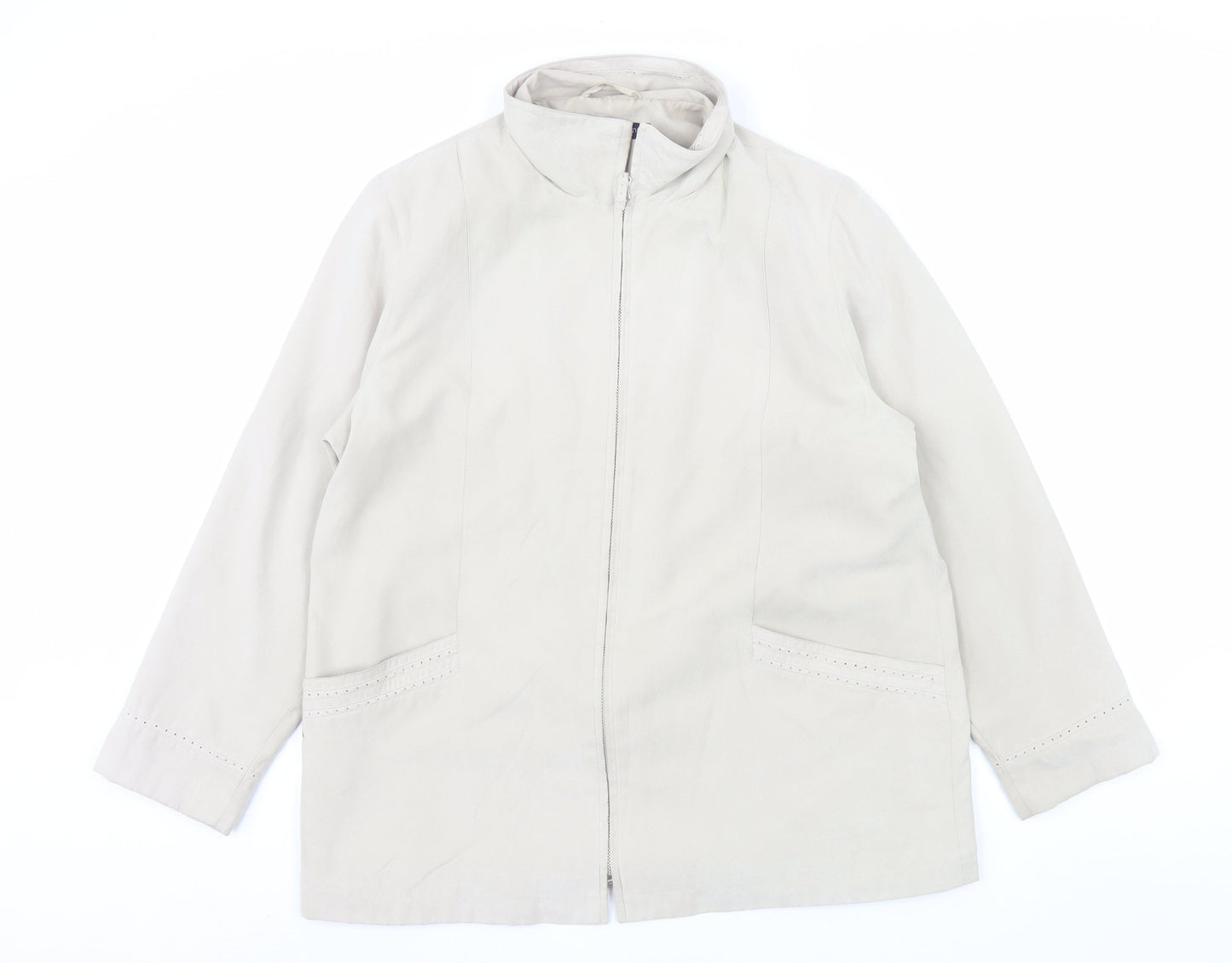 Debenhams Women Beige Size 16 Mid-Length Zip Jacket