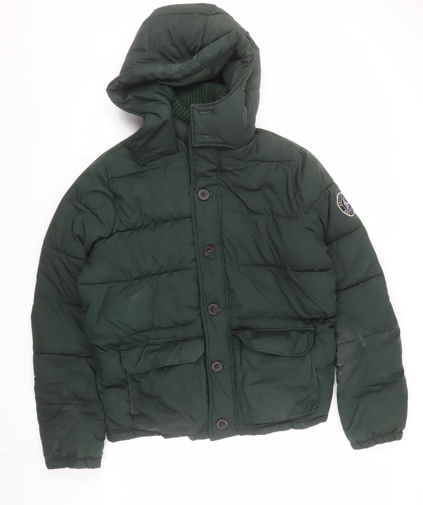 Abercrombie & Fitch Men's Green 2XL Hooded Puffer Jacket
