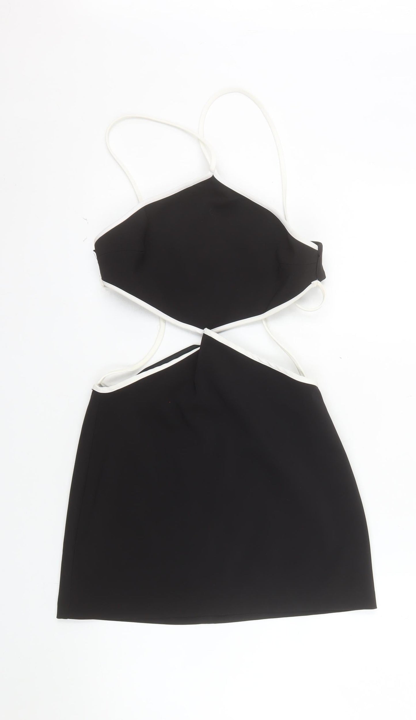 Zara Women Black Halter Bodycon Short Dress Size S