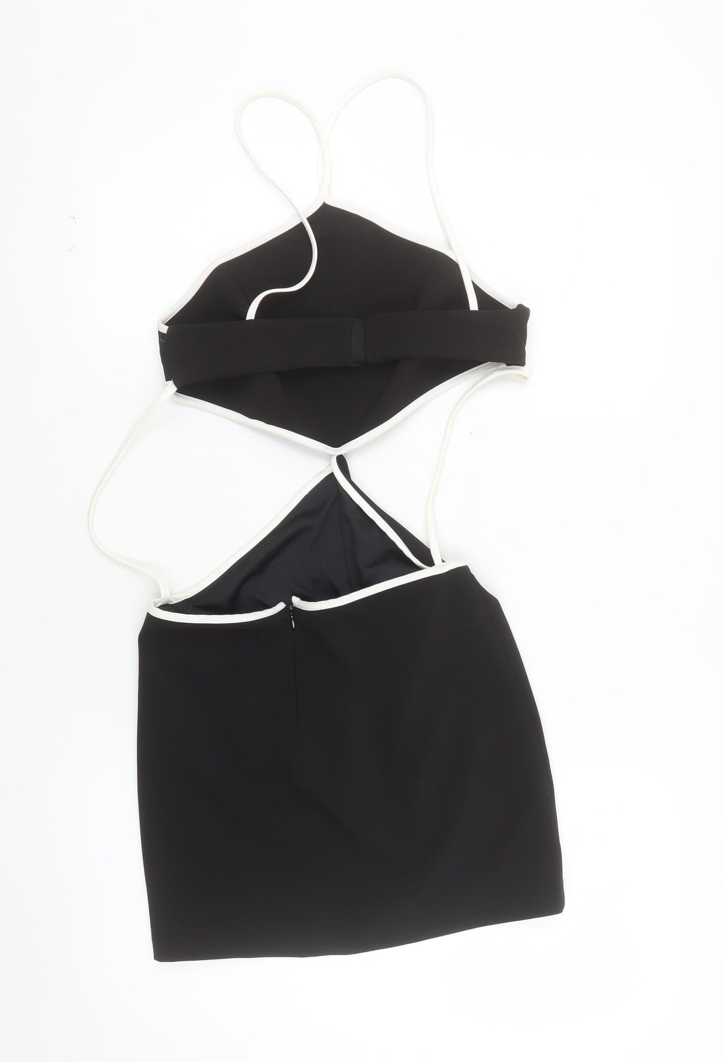 Zara Women Black Halter Bodycon Short Dress Size S